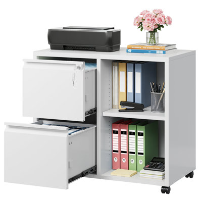 32'' Wide Mobile Lateral File Cabinet, Home Office Filing Cabinets With Shelves, Printer Cabinet