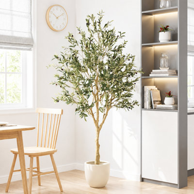 Faux Olive Tree with Natural Fruits, Lifelike Artificial Olive Plant for Home Decor 