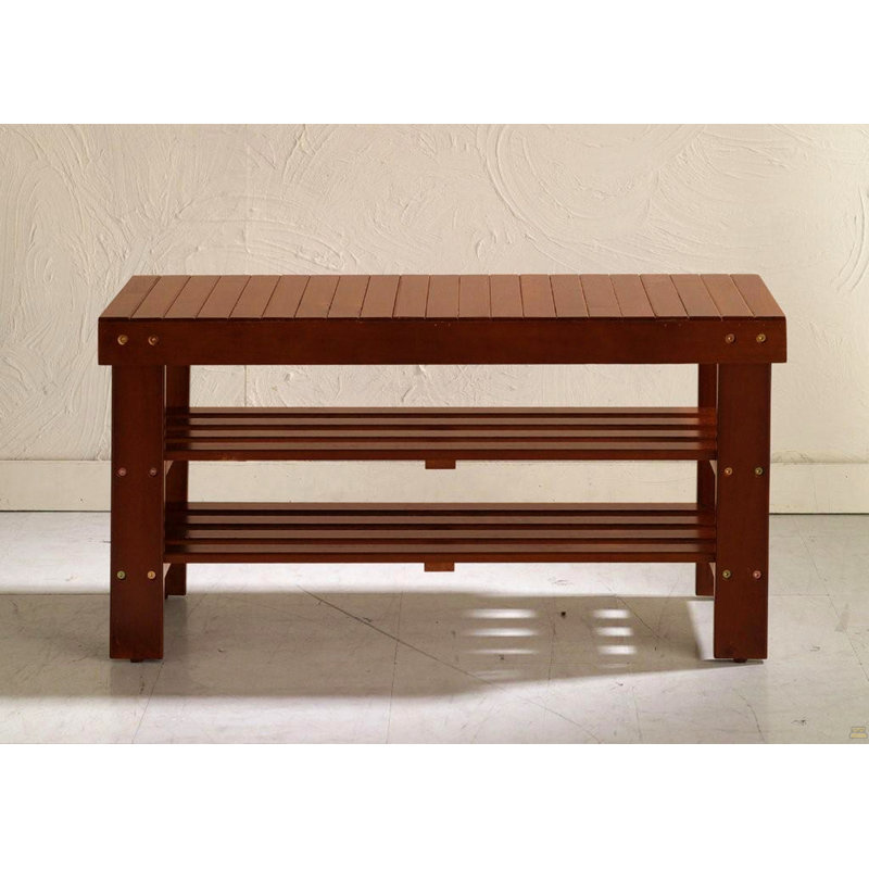 Pina Quality Solid Wood Shoe Bench, Cherry Finish, Cherry
