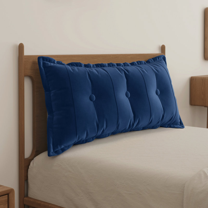 Yellow Rectangular Lumbar Cushion, Dark Blue, 50cm x 100cm