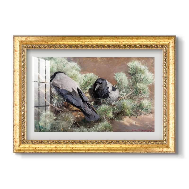 Corbeaux à capuchon (Kråkor), 1891 - Bruno Liljefors - Estampe encadrée sur mesure, 20x28 INNER SIZE, Framed Print with Mat
