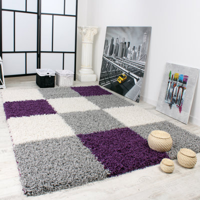Rumbell Chequered Shag Area Rug