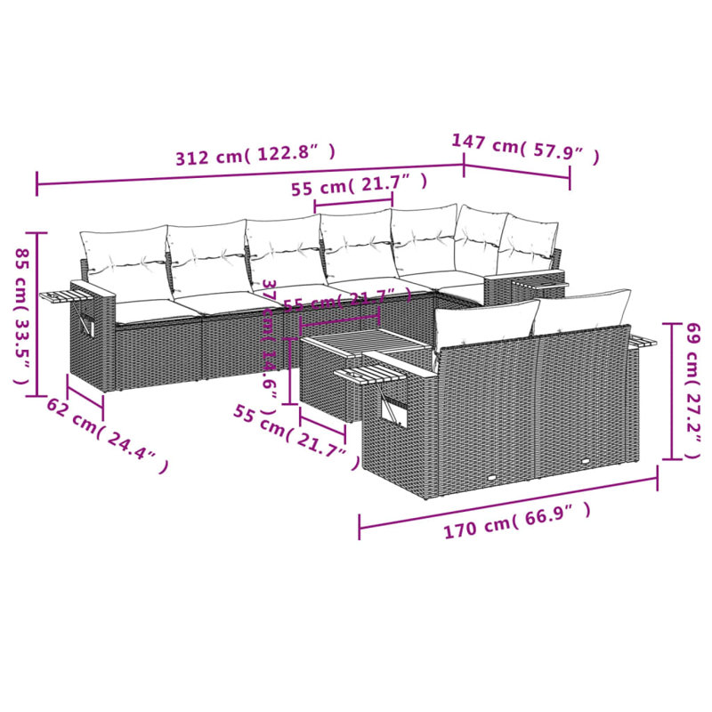  Garden Sofa Set Beige