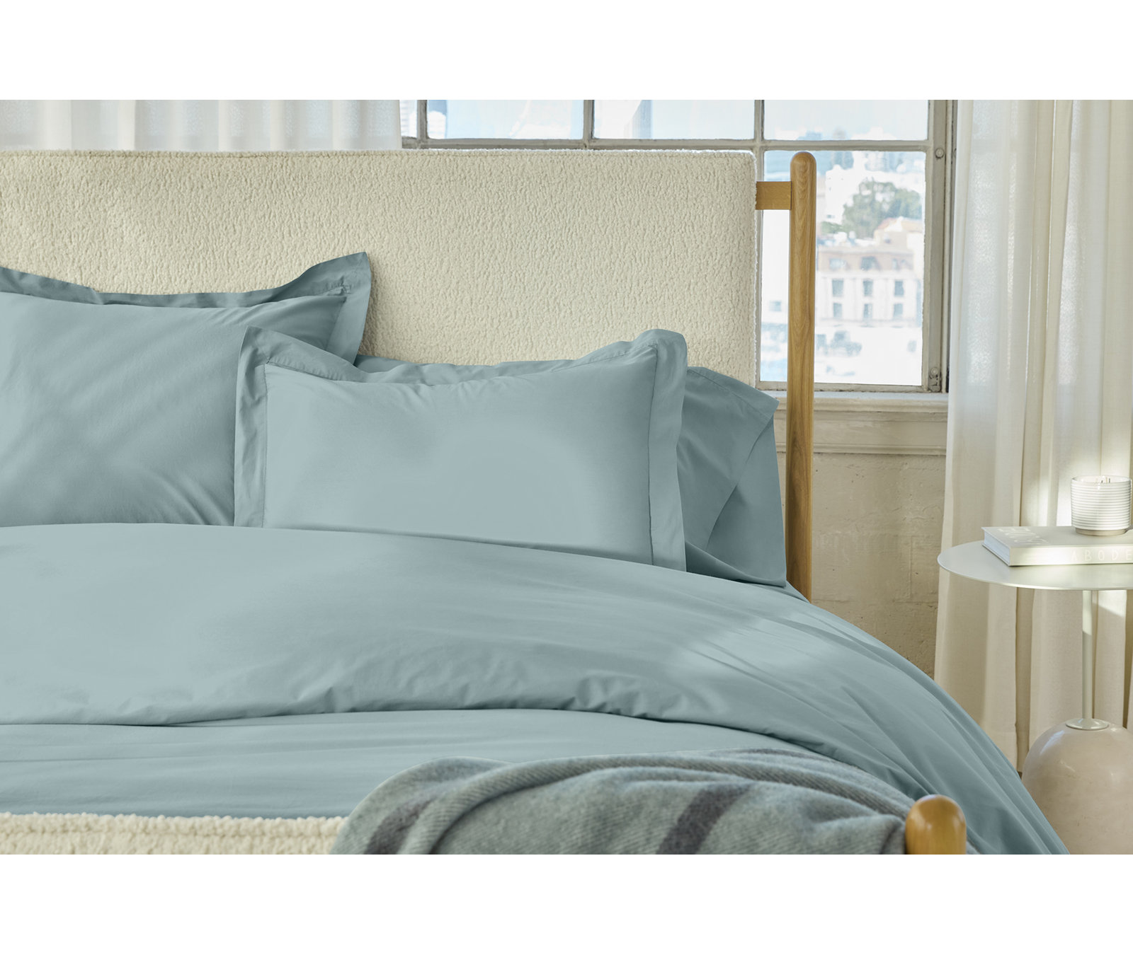Refined Organic Percale - Set of 2, King Pillowcase, Pacific Blue