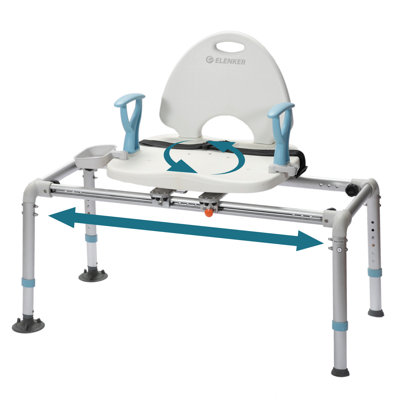 Heavy Duty Sliding Shower Chair with Swivel Seat, Rotating Sliding Bathtub Transfer Bench and Bath Safety Seat with Non-Slip Suction Cup
