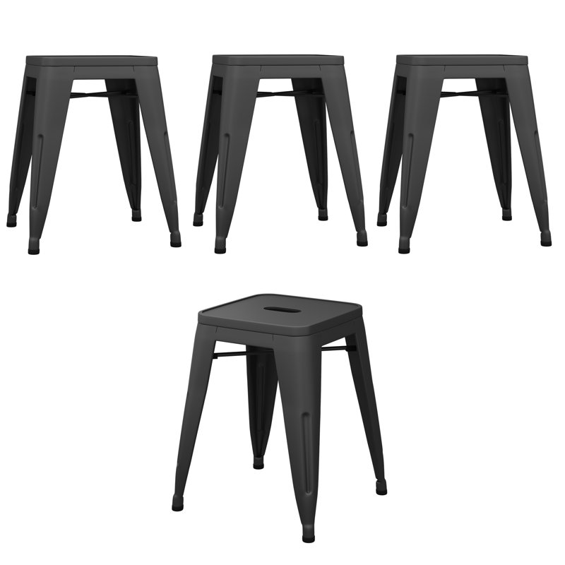 Tabouret de 18 po Apolito, Noir, noir, noir, noir