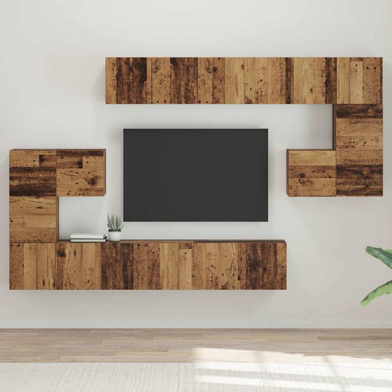 TV Cabinet Set 10 Pcs 180 X 30 X 90.5 Cm, Old Wood