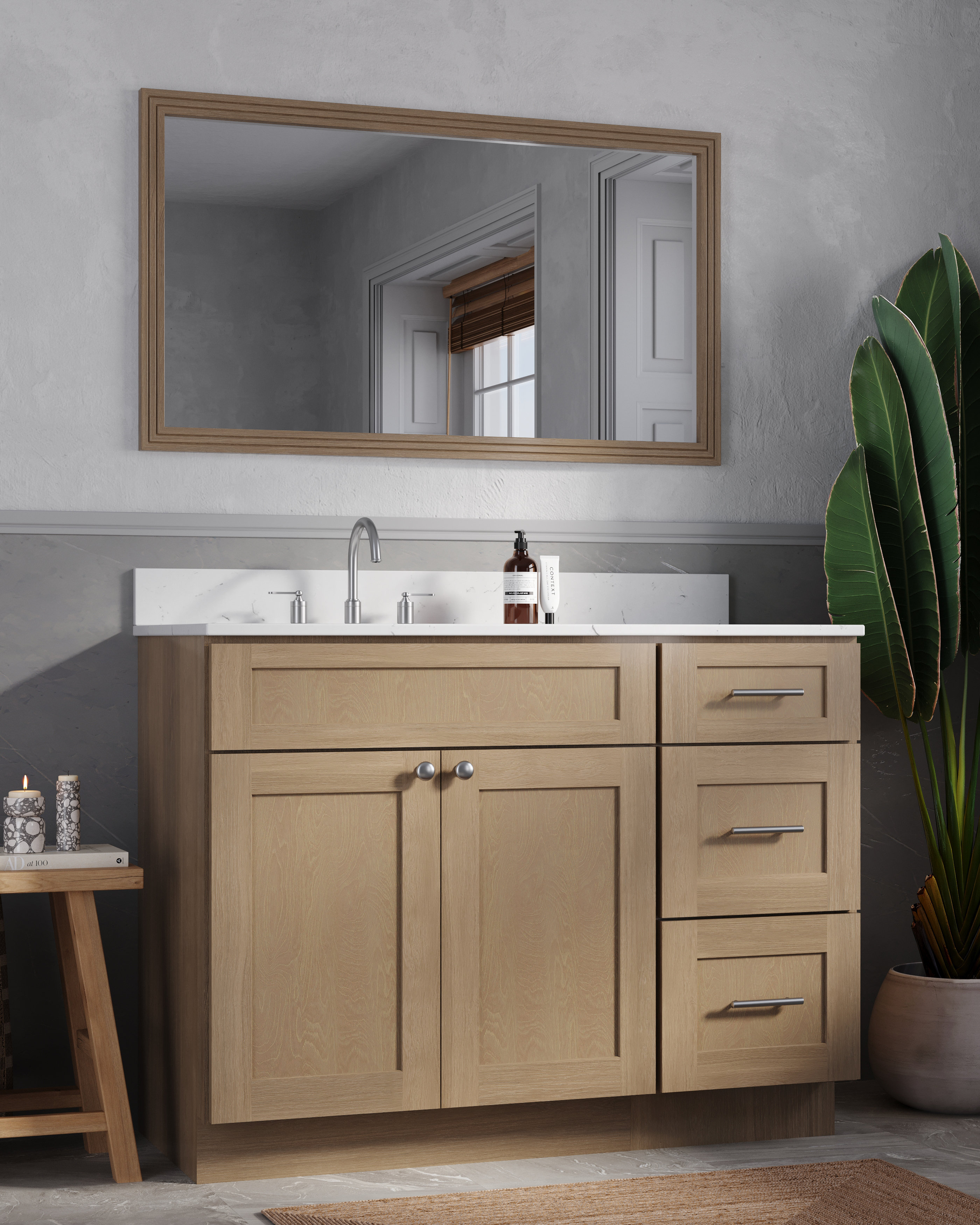 Disar 46'' Single Bathroom Vanity with Quartz Top & Reviews | Wayfair
