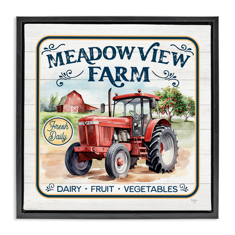 «Meadowview Farm Tractor», encadrée par Mollie B., Cadre flottant noir de jais, H 18 po x l 18 po