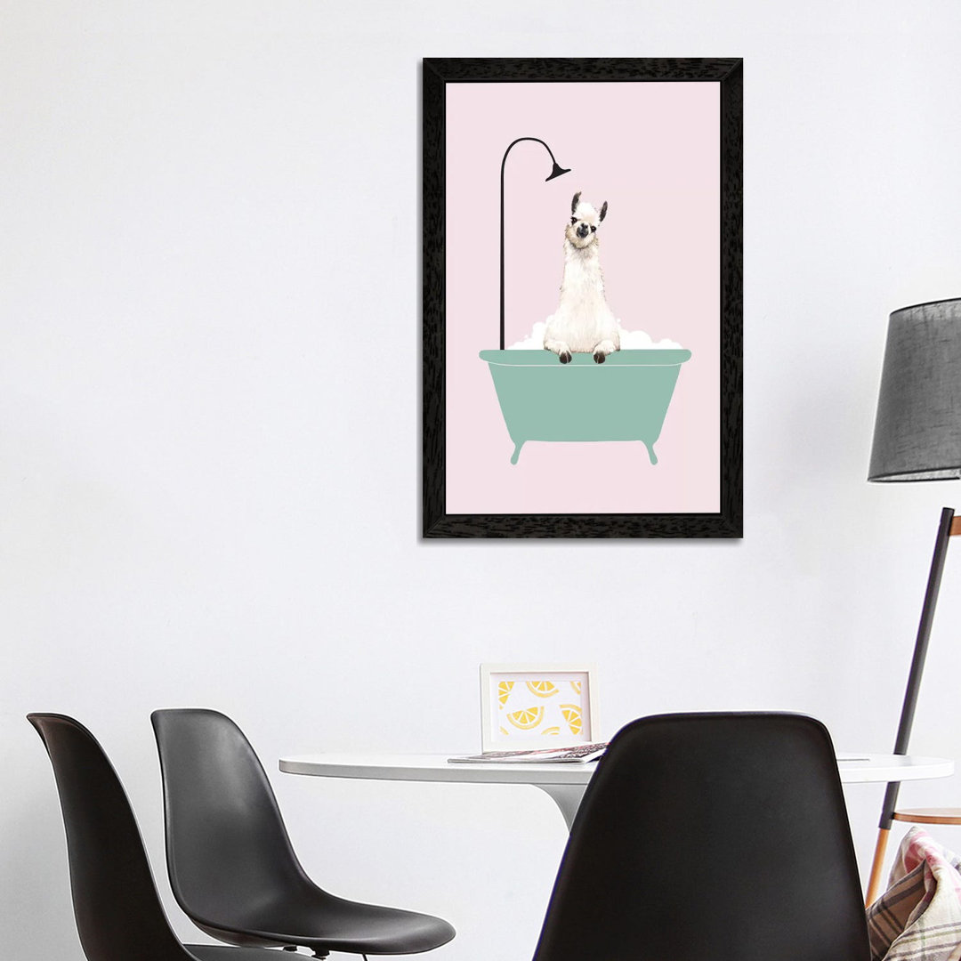 Llama Enjoying Bubble Bath by Big Nose Work - Print on Canvas