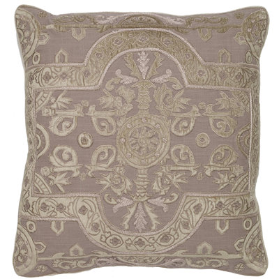 Housse de coussin en velours et plumes brodées