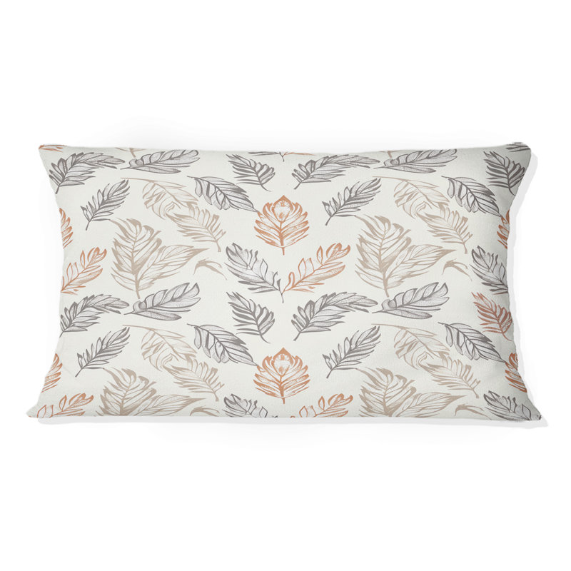 Green Pink Boho Feathers - Boho Lumbar Pillow