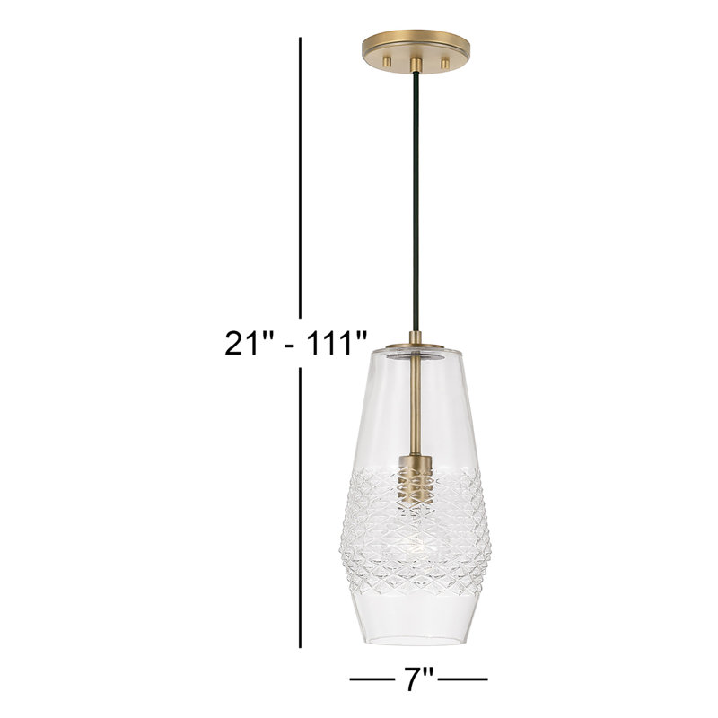 1 - Light Single Pendant, Aged Brass