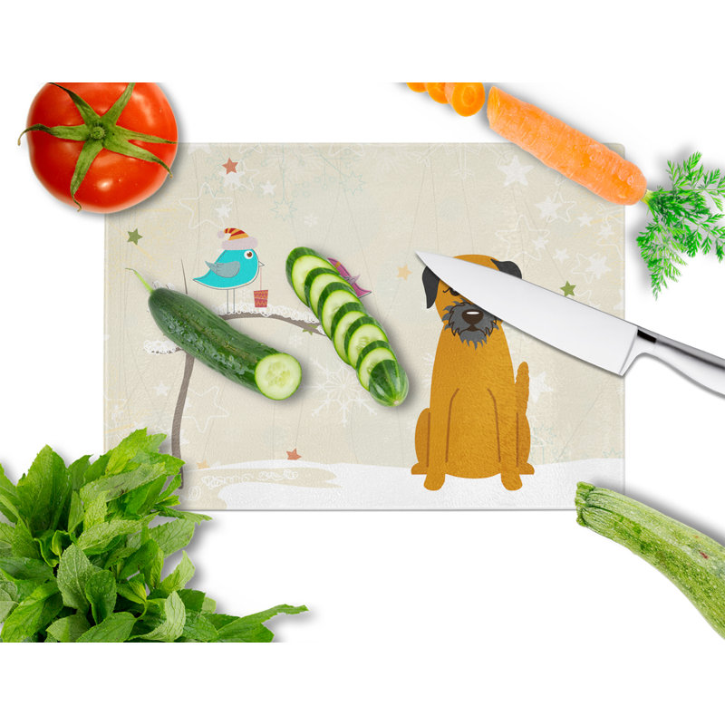 Caroline's Treasures Christmas Presents Glass Border Terrier Cutting Board