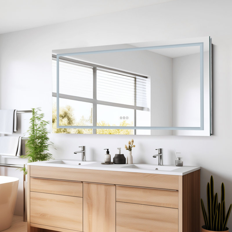 Frameless Led Bathroom Mirror,3 Colors Dimmable,anti-fog,memory Function,wall Mounted Lighted Vanity Mirror, 36" x 96"