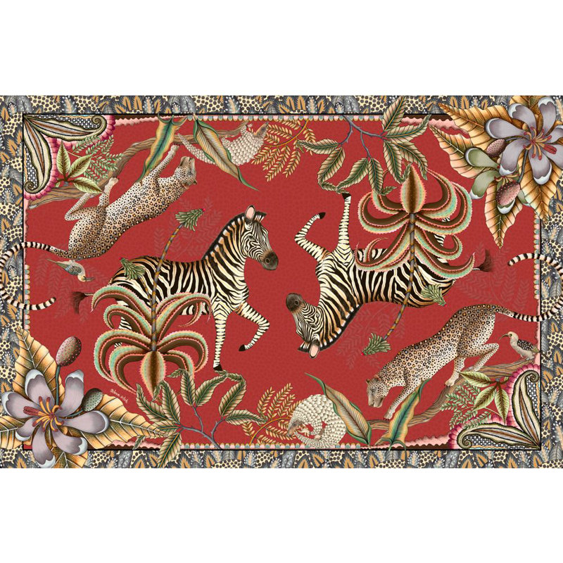 Tablecloth - Pangolin Park - Royal Red - Large - Cotton, 138'' L x 79'' W