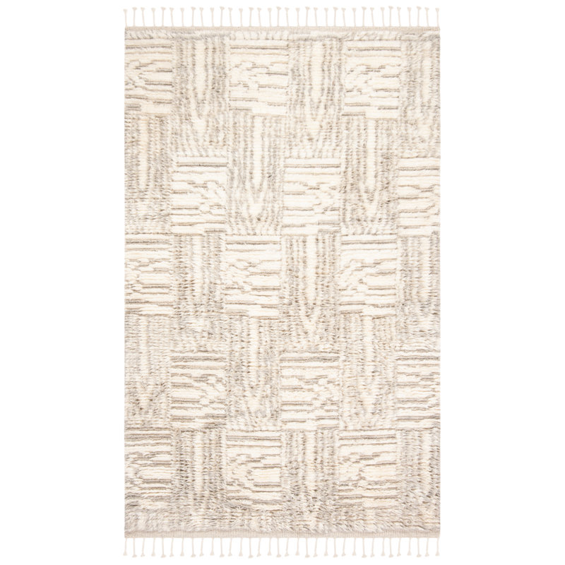 Tapis abstrait noué à la main 80% laine et 20% viscose Donata, Rectangle 4 pi x 6 pi