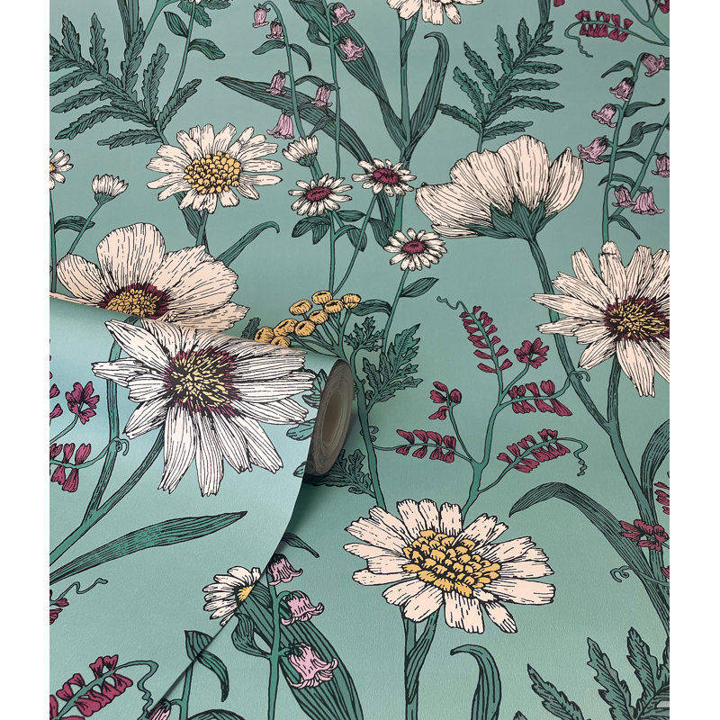 Wild Meadow Botanical Wallpaper, Blue