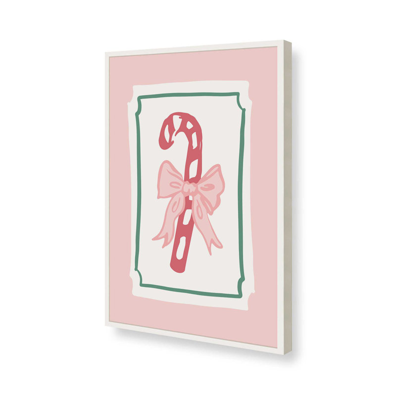 «Candy Cane Bow» par April Lane, reproduction d'art sur toile, H 24 po x l 18 po, Blanc