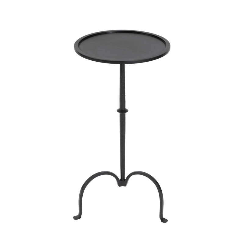 Founders Griege Iron Pedestal Side Table, Black/Bronze