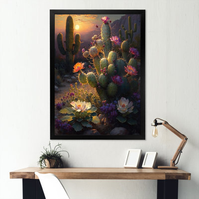 Cactus dans le désert I - montagnes, art mural