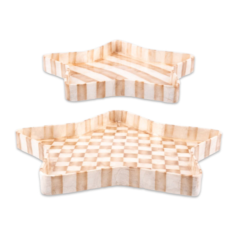 Mocha Star Capiz Trays, Set Of 2