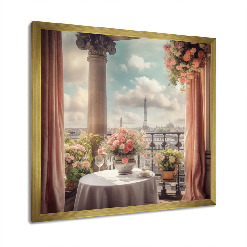 Magnifique vue du balcon de Londres I - reproduction, H 30 po x l 30 po x P 1 po, Cadre flottant doré
