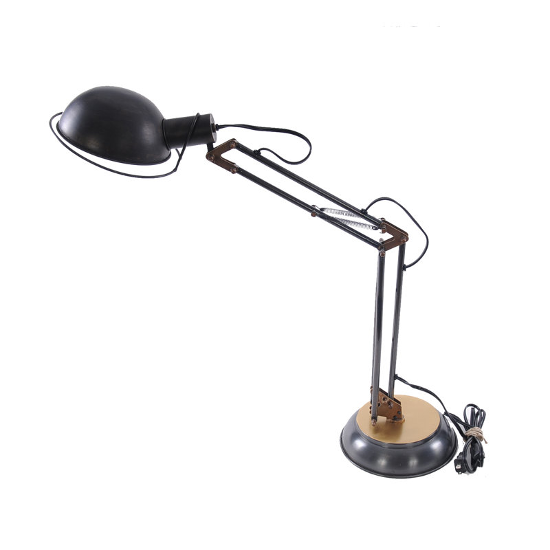 Lampe de table 33 po en métal noir avec abat-jour bol noir