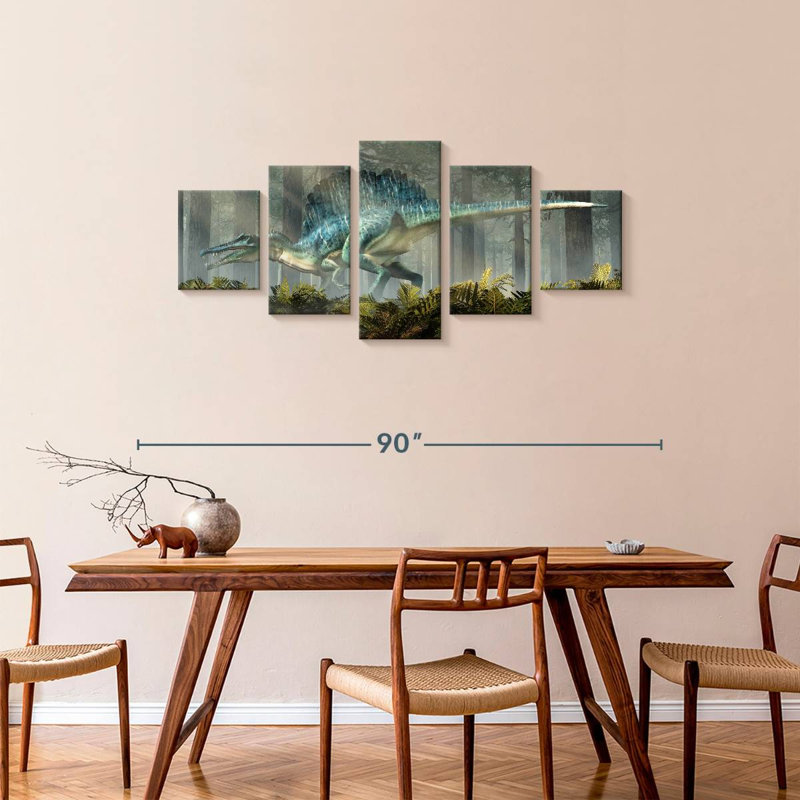 Panoramic Spinosaurus, 34" H x 74" W