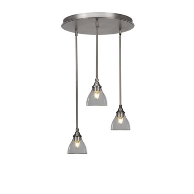 Luminaire suspendu en forme de grappe 3 lumières avec verre à bulles transparent 6,25 po Empire