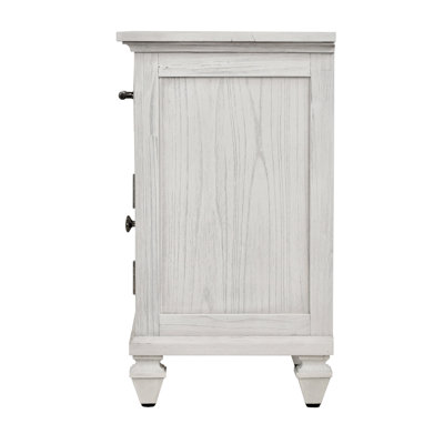 Surfside - 1 Drawer and 2 Door Nightstand with Power Strip and USB-A Port - Weathered White Finish