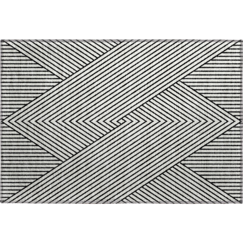 Premium Machine Washable Prisco White Rug, Rectangle 1'8" x 2'6"