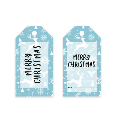Koyal Wholesale Christmas Gift Tags Merry Christmas Reindeers Snowflakes 60-Pack