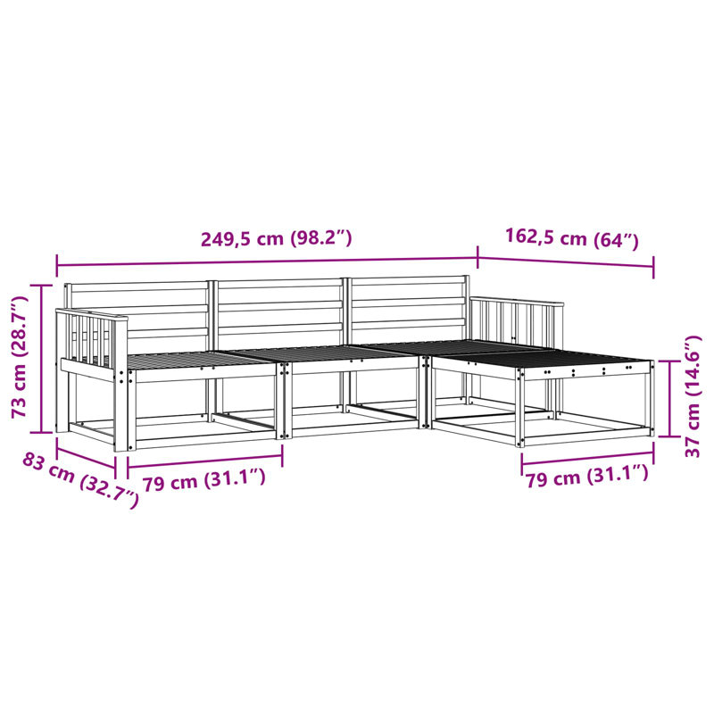 329cm Wide Patio Sectional Set, 4