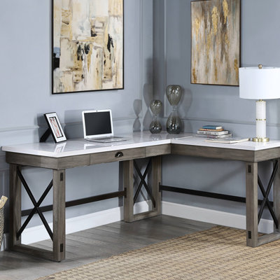 Talmar Marble Top Weathered Gray Finish Writing Desk With Lift Top by Gracie Oaks