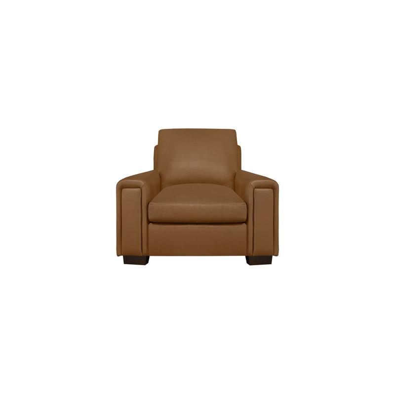 Fauteuil Edgmon, Cuir véritable brun moyen