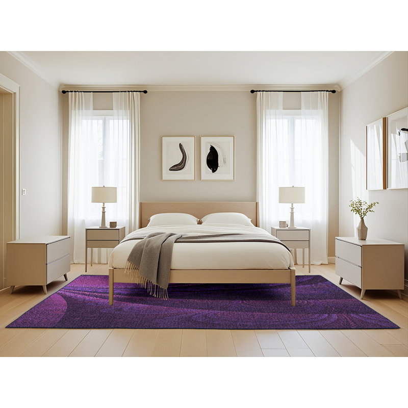 Tapis abstrait en laine mauve Anneke, Rectangle 5 pi x 8 pi