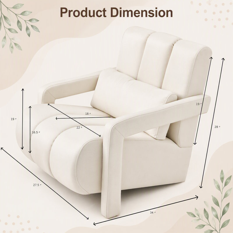 Chaise d'appoint rembourrée moderne avec tissu en lin confortable et coussin, parfaite pour le salon, la chambre à coucher et autres petits espaces