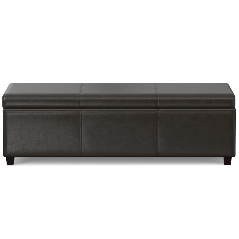 Banc de rangement rembourré en similicuir et en bois massif de 54 pouces avec plateau rabattable brun foncé, Dark Brown