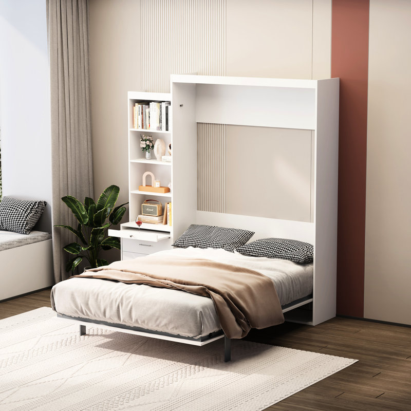 Lit peu encombrant avec tablette - pour chambre à coucher moderne et étagère à tiroirs