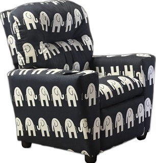 Dolansky Upholstered Recliner, Navy/White Geometric 2