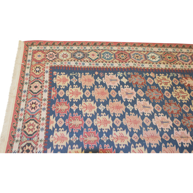 Tapis bleu noué à la main de haute qualité