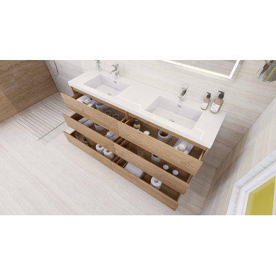 Rheana 70.86'' Double Bathroom Vanity with Plastic Top