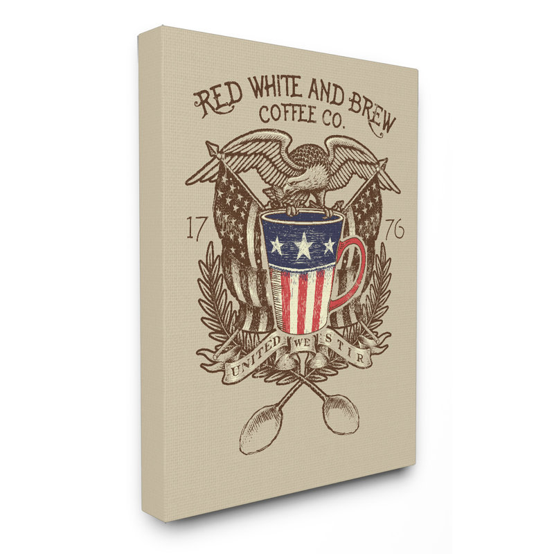 «Red White And Brew Coffee Co», affiche vintage, H 20 po x l 16 po, Toile tendue