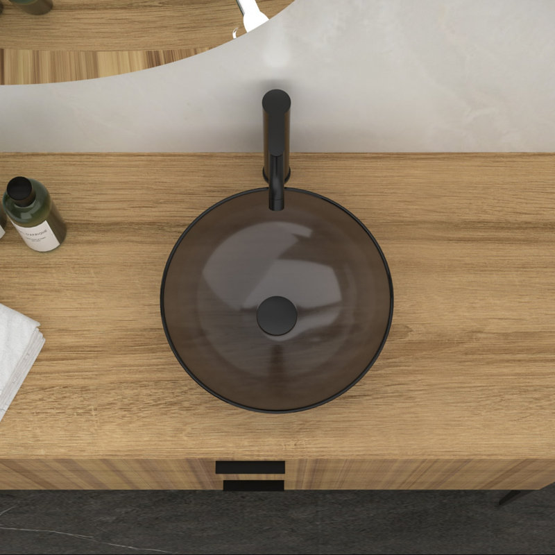 Lavabo pour salle de bain à vasque en verre trempé