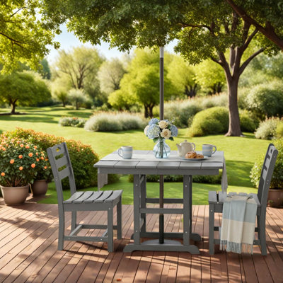 Ensembles de salle à manger de patio peu encombrants, bistro 3 pièces en PEHD pour patio