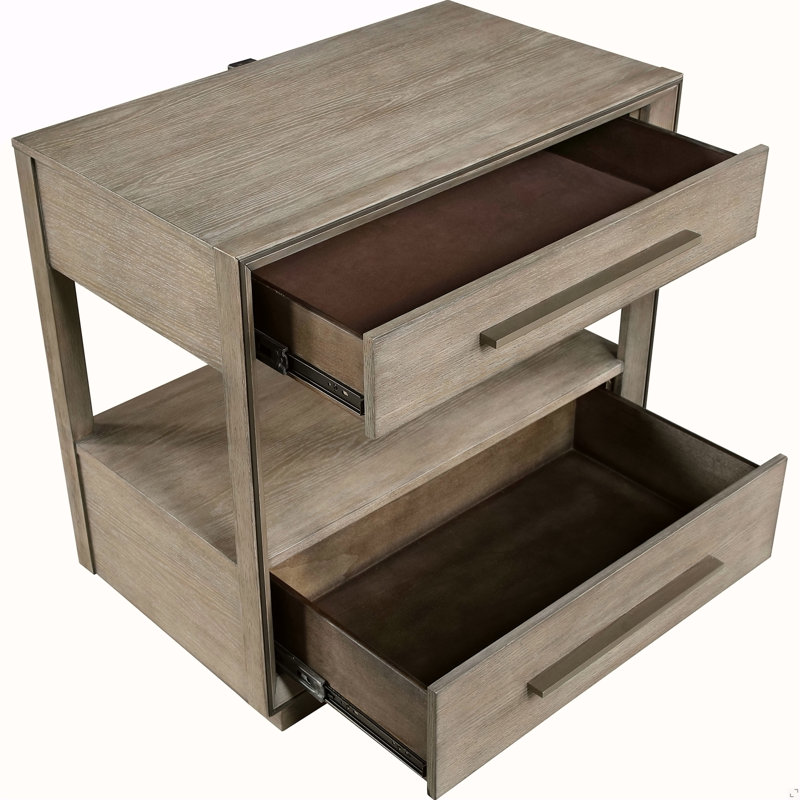 Table de chevet 2 tiroirs Taupe