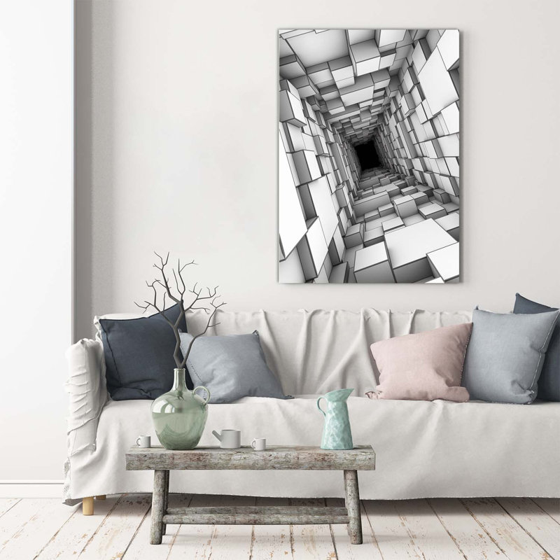 Tunnel With Cubes - Wrapped Canvas Print