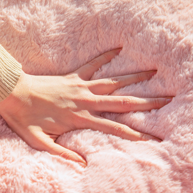 Floral Shaped Bean Bag Chair, Pink Faux Fur , 29" H x 42" W x 40" D