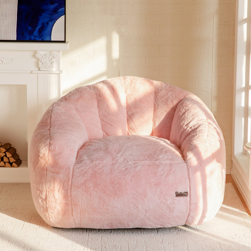 Microfiber / Microsuede Bean Bag Chair, Pink Microfiber/Microsuede
